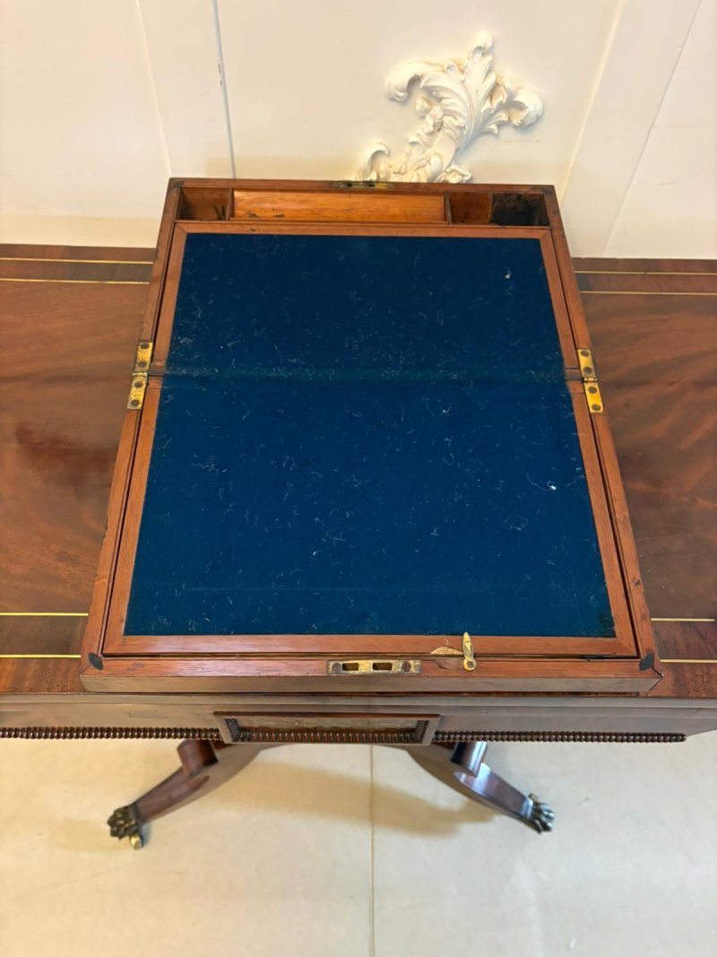 Antique Georgian Mahogany Writing Slope Box with Fitted Interior & Secret Compartment - Image 10
